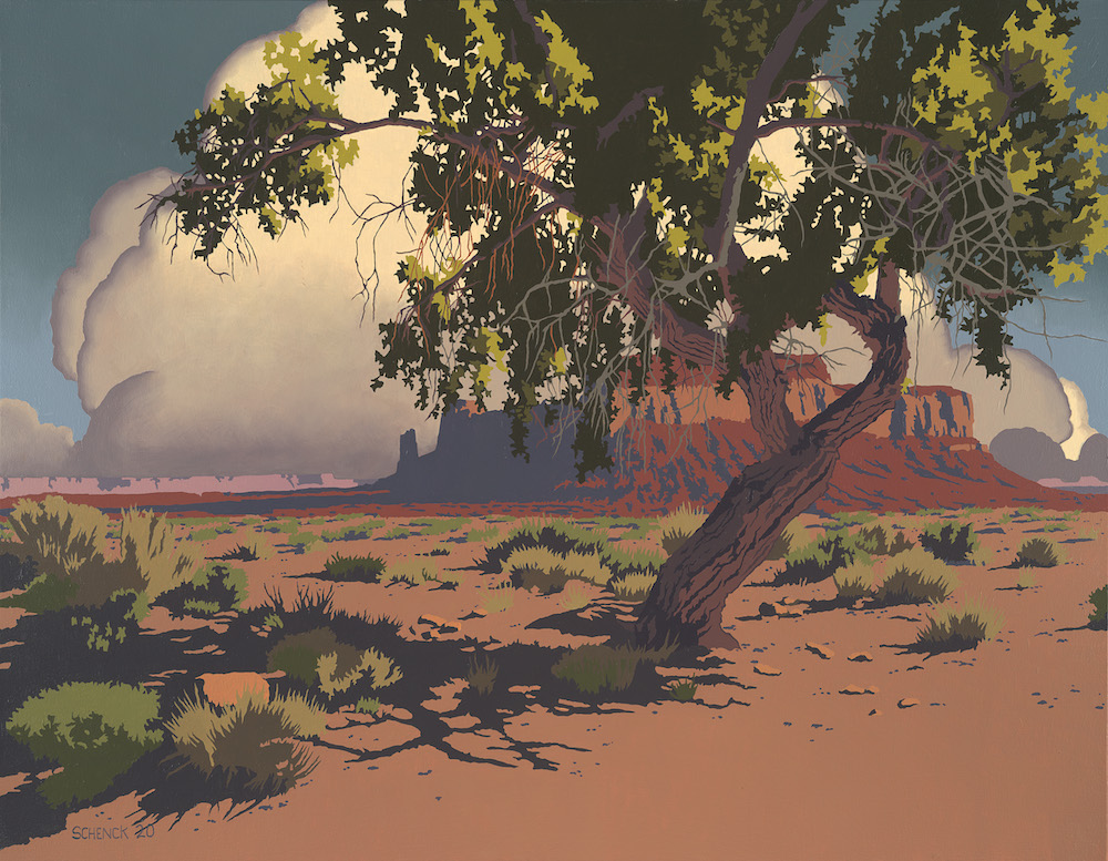 Billy Schenck Arizona Skies oil on canvas 35 x 45 in 2020