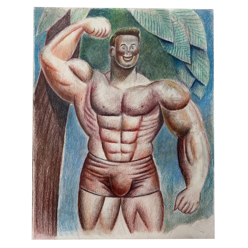 Angulo Muscle Man and Palm Tree Drawing