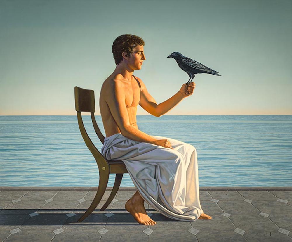 Man with Crow 2015 o c 40 x 48 in. Private Collection