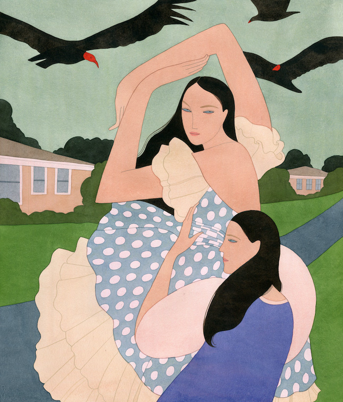 Kelly Beeman, "Green Sky with Vultures"