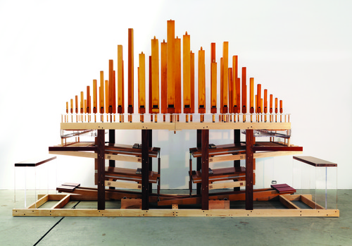 Tauba Auerbach in collaboration with Cameron Mesirow a.k.a. Glasser, Auerglass Organ, 2009; collection the artist; © Tauba Auerbach; photo: Max Farago