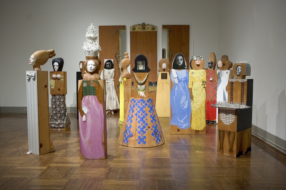 The Party, 1965-66 Assemblage of 15 freestanding, life-size figures and 3 wall panels, with painted wood and carved wood, mirrors, plastic, television set, clothes, shoes, glasses, and other accessories. Dimensions variable Toledo Museum of Art Museum Purchase Fund, by exchange, 2005.42A-