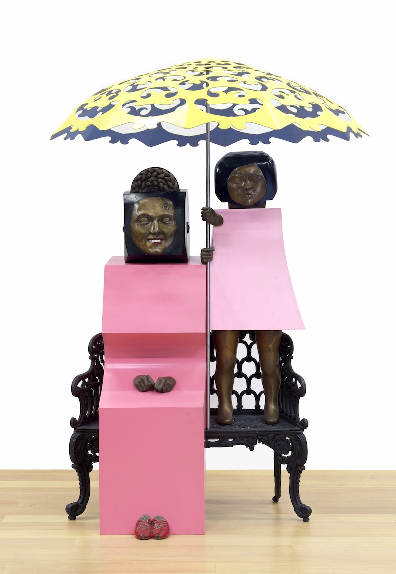 Mi Mama Y Yo, 1968 Painted bronze and aluminum pole 73 x 56 x 56 inches (185.4 x 142.2 x 142.2 cm) Collection Buffalo AKG Art Museum Bequest of Marisol, 2016 (2018:15a-d) © Estate of Marisol