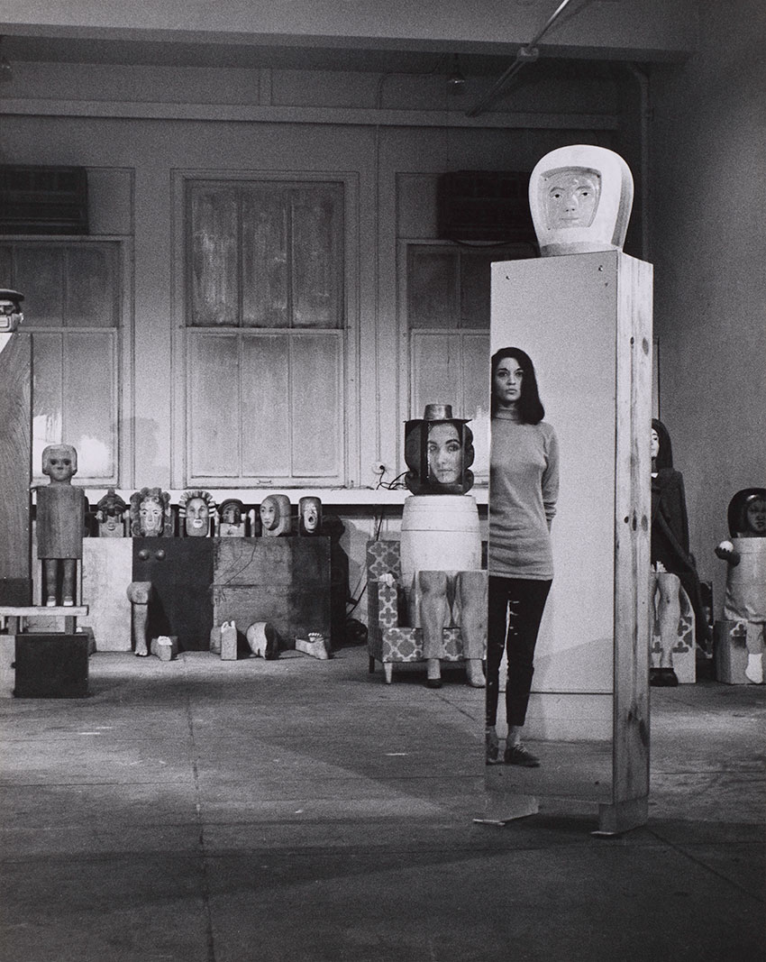 Nancy Astor Marisol with several of her sculptures, 1964 Photographic print 10 x 8 inches (25.4 x 20.3 cm) Marisol Papers, Buffalo AKG Art Museum