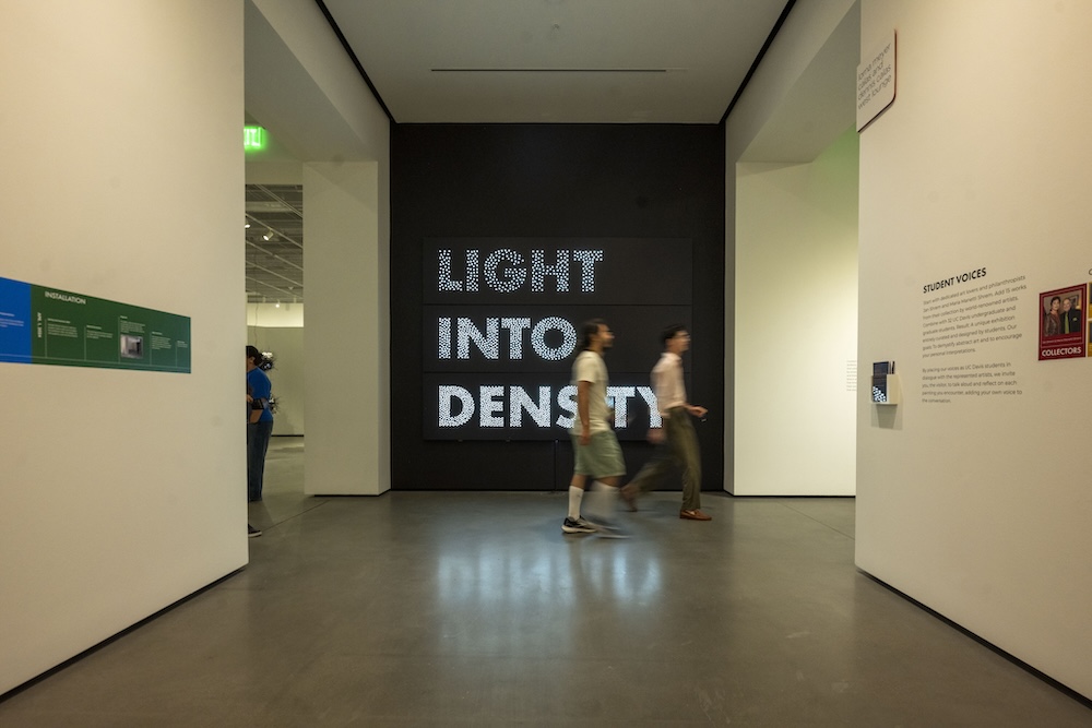 Installation view of Light into Density: Abstract Encounters 1920s–1960s, at the Jan Shrem and Maria Manetti Shrem Museum of Art.