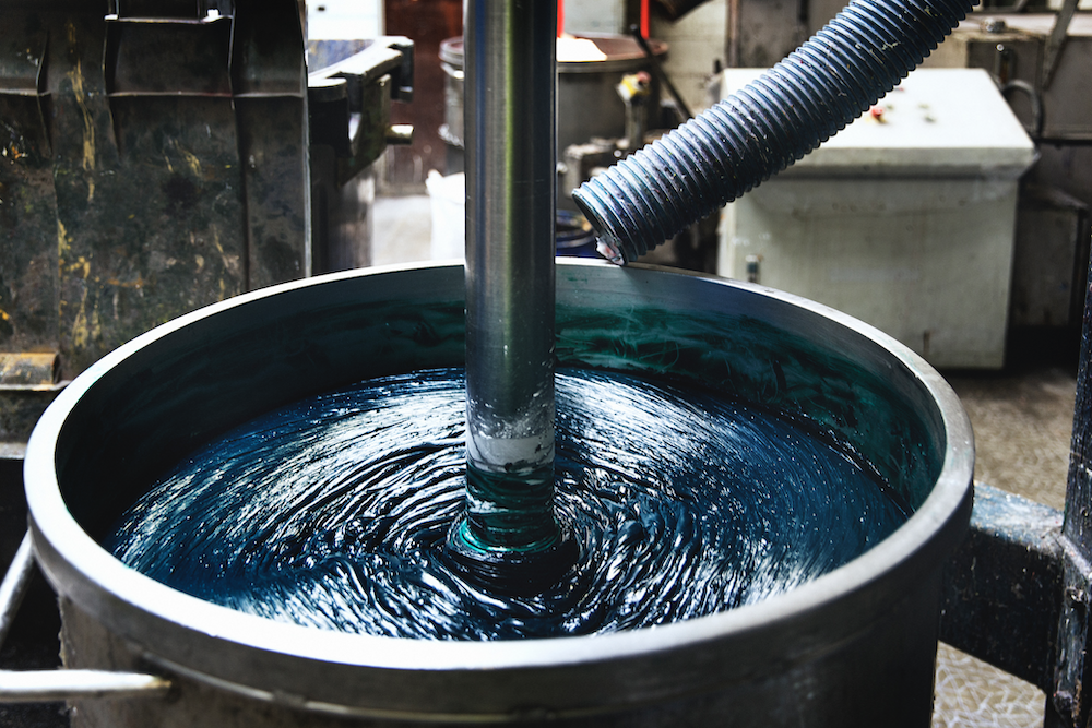 Colour mixing process at Winsor & Newton factory in Le Mans, France