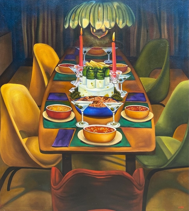 Seating For Six, winning painting of Surreal Salon 17 @ Baton Rouge Gallery